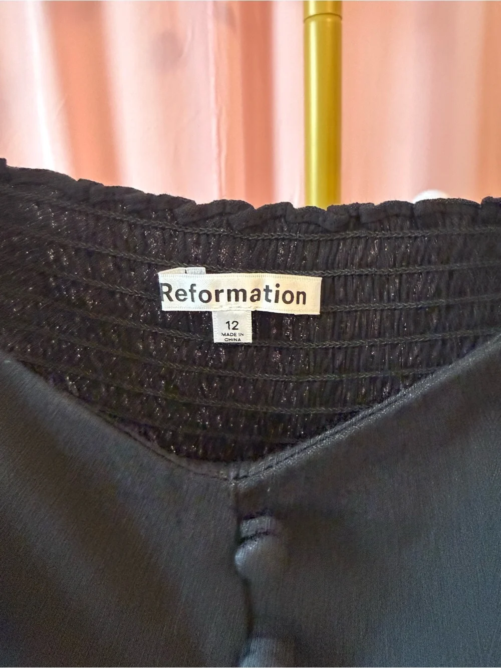 Reformation Clio Romantic Sweetheart Neckline Top Black Contrast Stitching Sz 12